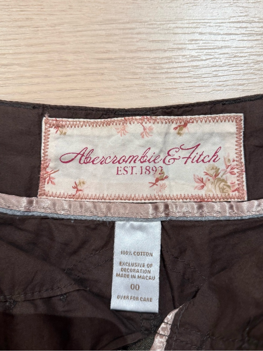 Extremely Rare 1of1 90s Abercrombie & Fitch Chocolate Brown Low Rise Cargo Pants